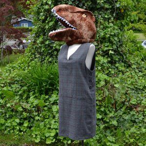 Vintage 90s Sag Harbor 16 Gray Plaid Jumper Dress